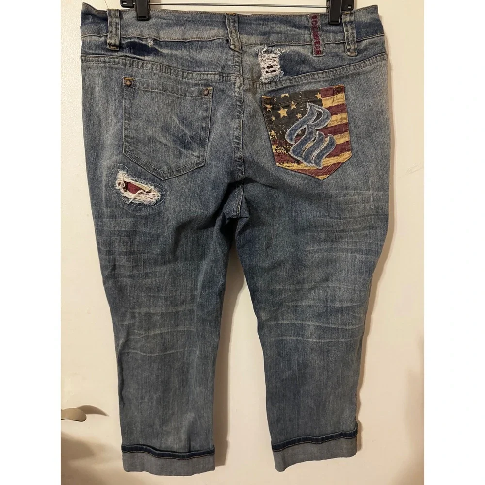 Y2K Vintage Rocawear Women's Capris Jeans Distressed Ripped Jeans - Picture 3 of 7